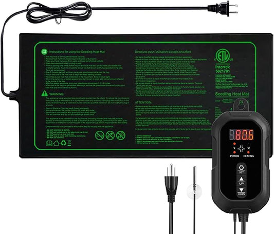 20"x 10" Seedling Heat Mat with Digital Thermostat Combo Set,ETL Certified and Durable Waterproof Warm Hydroponic Heat Mat for Germination,Indoor Gardening,Brewing and Greenhouses