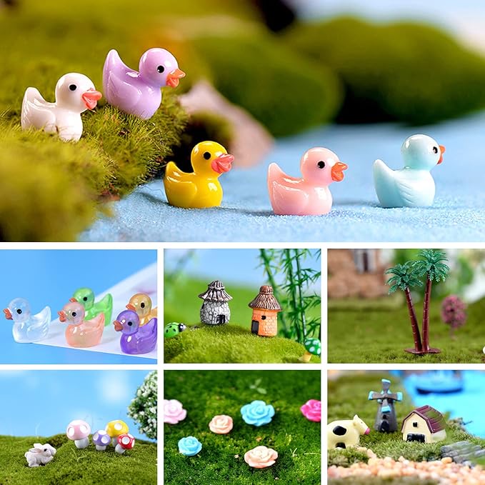 200 Pieces Fairy Garden Accessories, Mini Resin Duck,Fairy Garden Kit, Fairy Garden Animals, Miniature Figurines, Micro Landscape Ornaments Kit, Garden DIY Kit, Garden DIY Kit