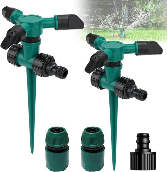 2 Pack Sprinklers for Yard, 360Rotating Lawn Sprinkler, Sprinklers for Yard Large Area, Lawn Sprinklers, Powerful and Even Watering for Lawns, Gardens and Kids