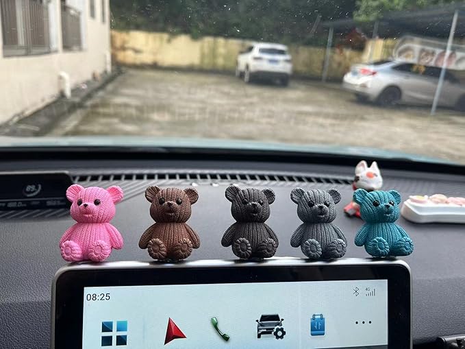 8Pcs Mini Resin Teddy Bear Figurines Cute Sweater Bears Desktop Ornaments Car Interior Decoration Garden FigurinesTiny Bear Statues Animals Sculpture Micro Landscape
