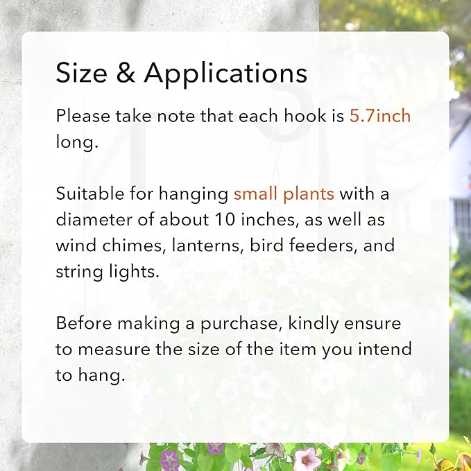 5.7 Inch 2 Pack Heavy Duty Outdoor Plant Hangers for Hanging Baskets, Iron Hanging Plant Brackets for Hanging Plants Outside, Metal Plant Hooks Plant Wall Hooks for Hanging Lantern, Bird Feeder