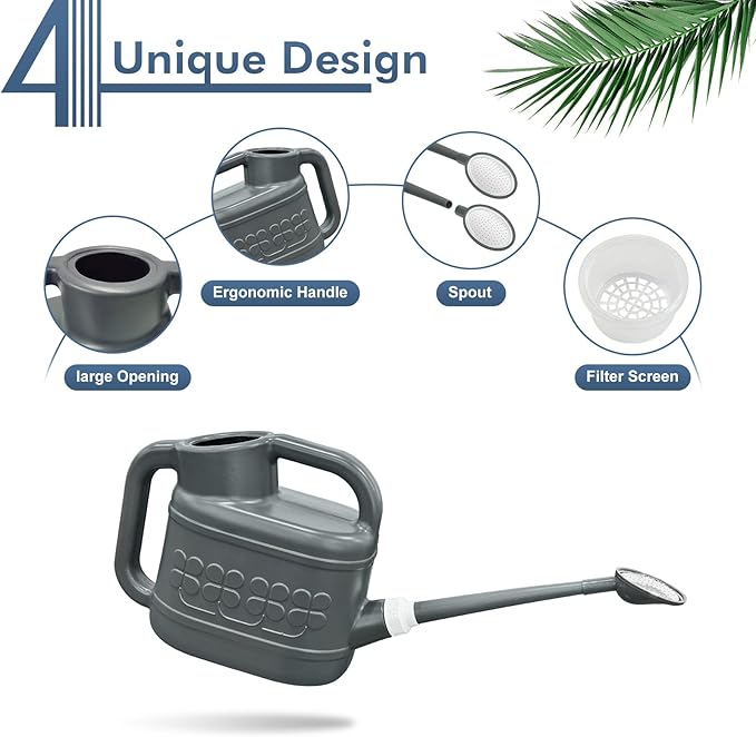 2 Gallon Watering Can for Outdoor Plants, Plant Watering Can with Removable Long Spout and Stainless Steel Sprinkler Head, Large Water Can for Garden Flowers Vegetables