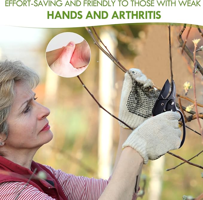 Garden Clippers, Premium Germany Pruners, Work 3 Times Easier, Professional Pruning Shears, Cutting Rose, Flower, Hedge, Stem, Sharp Scissors Gardening Tools, Arthritis Weak Hand Snips