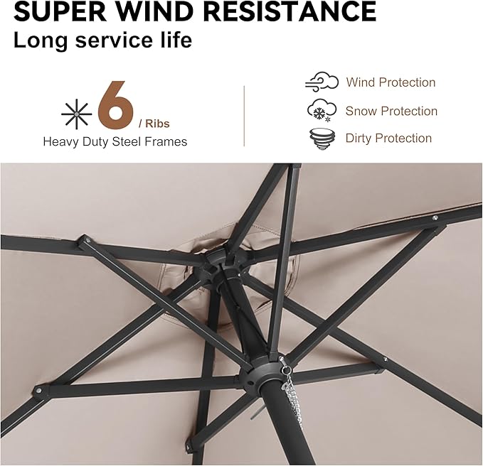 9ft Outdoor Patio Umbrella - Table Umbrella Waterprool UV Protection, Sombrillas de Patio with Push Button Tilt&Crank, Sun Umbrella for Pool, Porch, Garden, Deck, Backyard(Taupe)