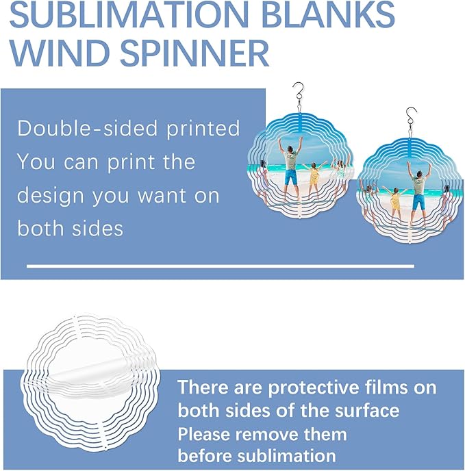 8 Pcs Sublimation Wind Spinner Blanks 8 Inch Bulk Aluminum Metal Sublimation Blanks Product Heat Press Transfer Outdoor Garden Decoration Sublimation Blank Wind Spinners for DIY Gift