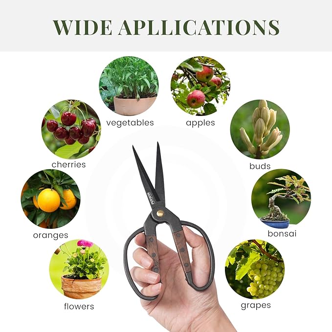 Garden Flower Bonsai Scissors,Walnut Wide Handles Pruning Gardening Scissors Floral Shears for Gardening,Succulent Harvest, and Precision Plant Trimming Care