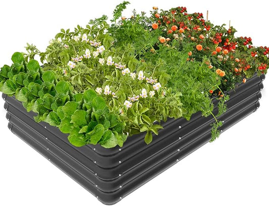 4.3x3x1 FT Raised Garden Bed with Steel Cable, Elevated PP Planter Box Stand for Gardening, Backyard Patio Ground Raised Bed for Planting Vegetables Flower Herb and Succulents, Black