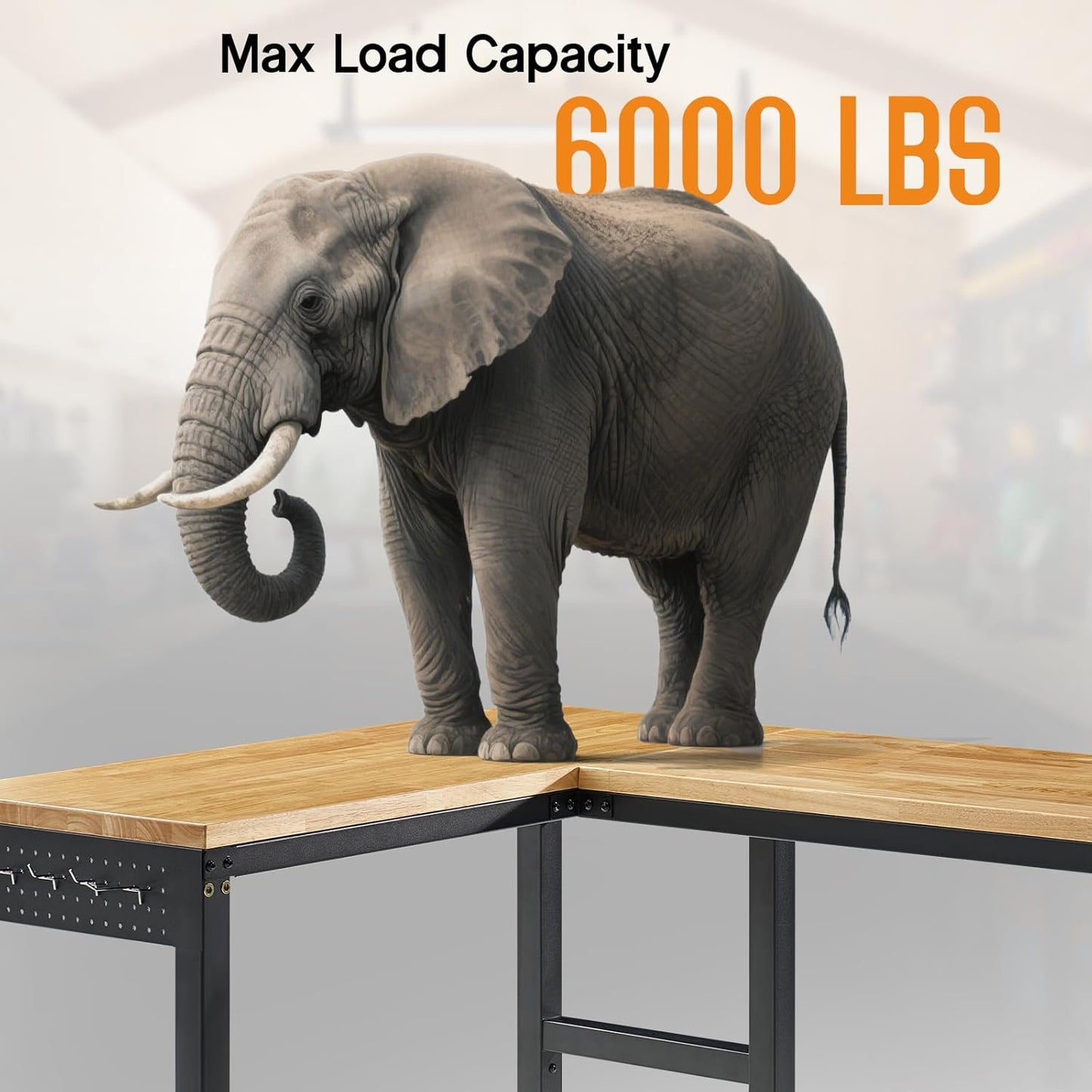 Albott 68"x48" L-Shaped Adjustable Workbench with Storage & Power Strip, Heavy Duty Tool Bench for Woodworking, Garage, Workshop, Home Office, 6000LBS Load, Pegboard & Hooks, ETL Certified