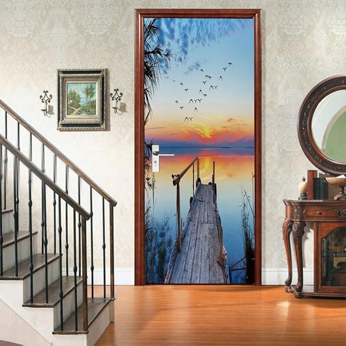 3D Door Stickers Murals - Peel & Stick Wallpaper - Self-Adhesive Decals - Removable PVC - Waterproof - Bedroom & Living Room - 37.4" x 78.7"