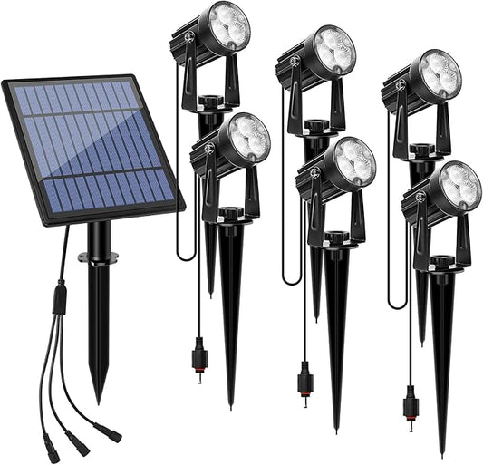 APONUO Metal Outdoor Solar Landscape Lights Solar Lights Outdoor Waterproof Solar Landscape Spotlight for Yard Landscape Lighting, Auto On/Off for Pathway,Driveway, Porch, Patio (Cool White)