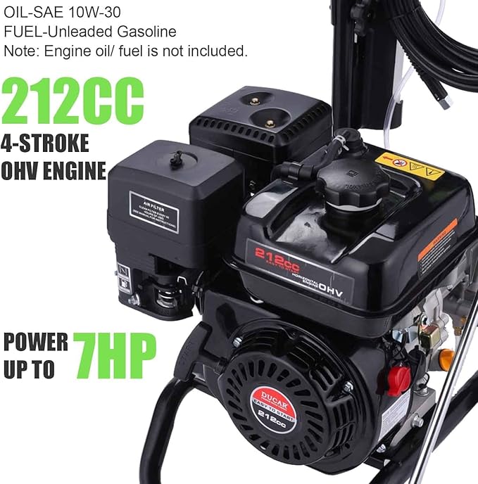 4200 PSI Gas Pressure Washer, 4.0 Max GPM 212CC 7HP Commercial Gas Power Washer, Spray Gun and Wand, 5 Nozzle Set, for Cars/Fences/Driveways/Homes/Patios/Furniture