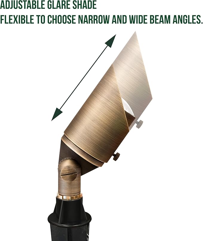 GKOLED 12 Pack Brass Landscape Spotlight, LED Low Voltage Landscape Lighting, Outdoor Adjustable Lights for Yard Wall Lawn Tree Patio Garden, Waterproof Directional Up Light with 5W MR16 Bulb