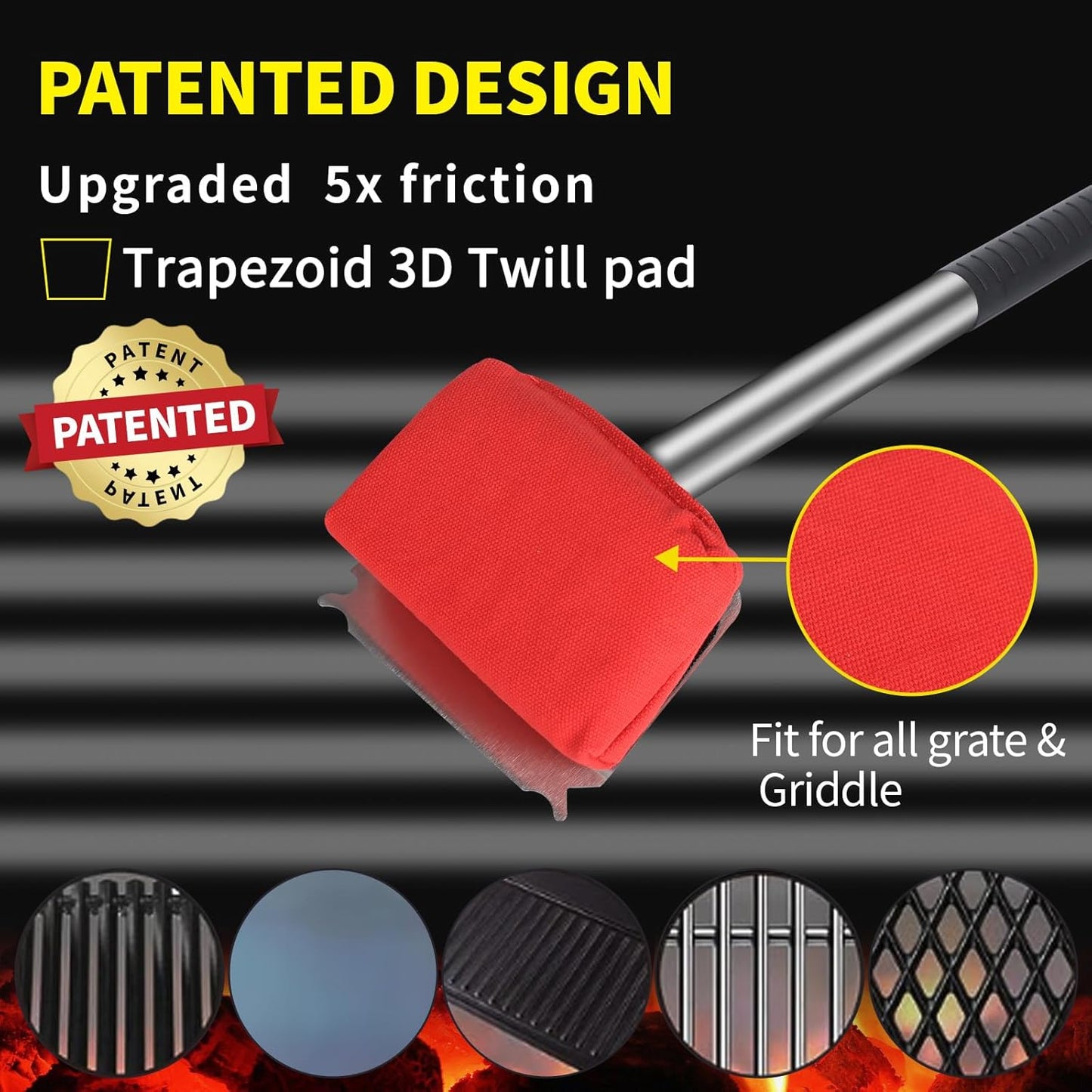 Grill Brush Bristle Free,(Only Replaceable Cleaning Head No Grill Brush)-Red