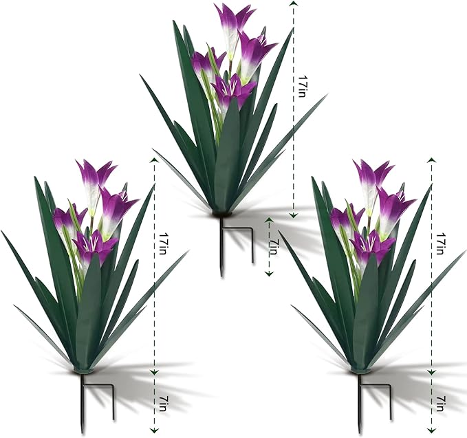 Homight Metal Agave Plant Outdoor Decoration Outdoor Garden Decoration Lily Mexican Yard Art Plant Garden Agave Lily Decorative Garden Gift (3 Big Purple Lilies), HM-390-345