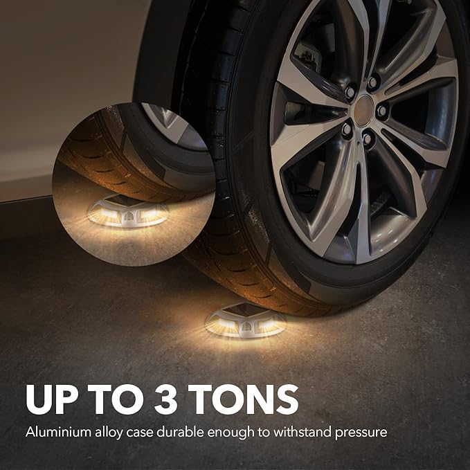 AGPTEK Solar Driveway Lights Outdoor 1 Pack, 2 Color Modes LED Deck Dock Marine Waterproof Driveway Marker Lights for Step Sidewalk Stair Garden Pathway Walkway Yard (Warm White/Cool White)