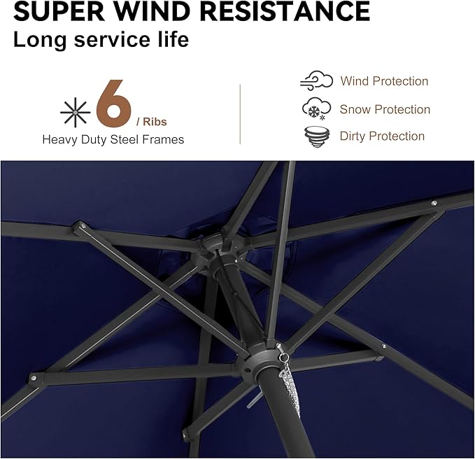 7.5ft Outdoor Patio Umbrella - Table Umbrella Waterprool UV Protection, Sombrillas de Patio with Push Button Tilt&Crank, Sun Umbrella for Pool, Porch, Garden, Deck, Backyard(Dark Blue)