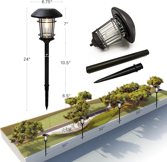 Grand patio Solar Outdoor Lights, 5 Pack, Glass Light Metal Pathway Light, Waterproof Landscape Lighting, Automatic Dusk and Dawn Sensor (Slate Gray)