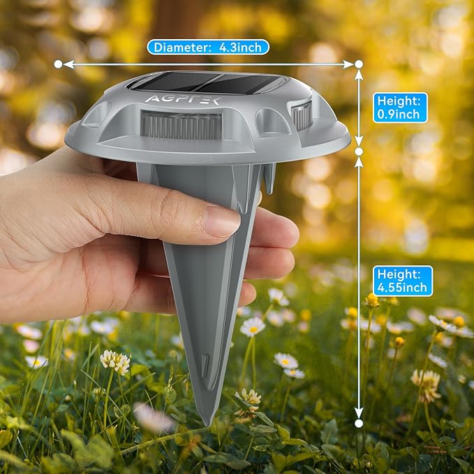 AGPTEK Solar Driveway Lights 12 Pack, 2 Colors in 1 Outdoor Solar Deck Dock Marine Waterproof LED Driveway Marker Security Lights for Outside Pathway,Boat Dock,Step,Walkway,Path,Garden (Blue & White)