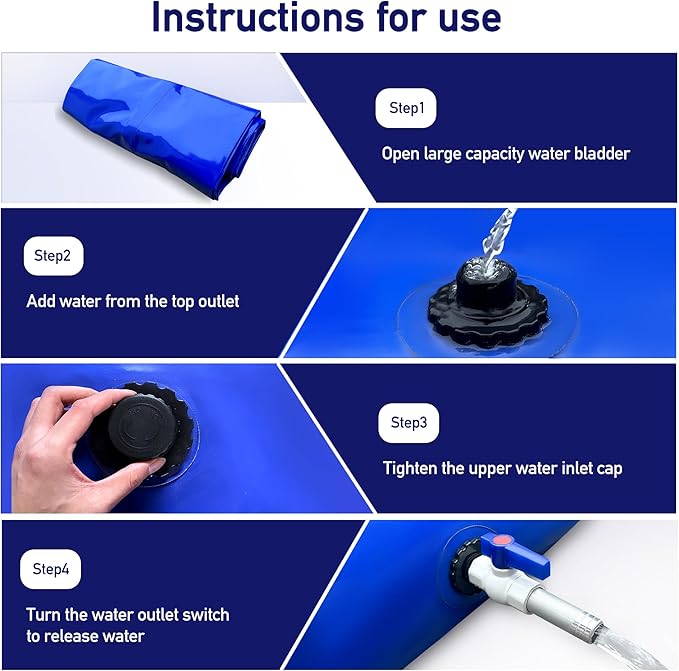 80Gal Portable Water Storage Bladder, Foldable Large Capacity Container Water Tank, Agricultural Irrigation, Camping, Firefighting, Outdoor Household Water