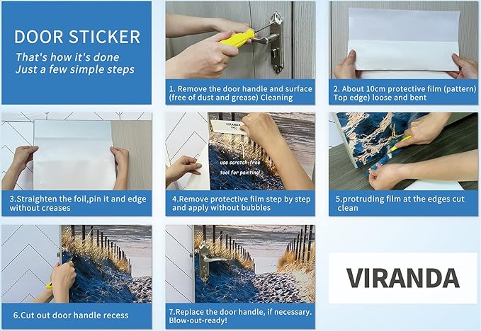 3D Peel & Stick Murals - Wooden Door Wallpaper - Self-Adhesive, Removable PVC - Waterproof - Bedroom/Living Room Decor - 35.4 x 78.7 inch