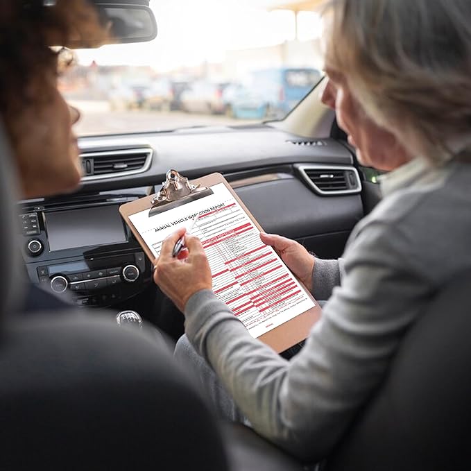 Annual Vehicle Inspection Report Form 5-pk 3-Ply Carbonless,8.5" x 11.75" + Label Aluminum,Permanent Adhesive 6" x 3.5"