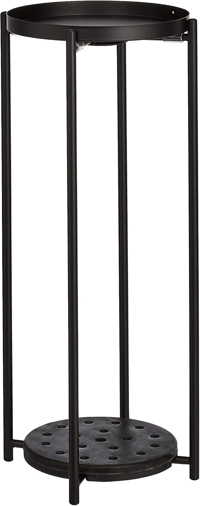 Amazon Basics Two-Tier Metal Metal Round Plant Stand, Black