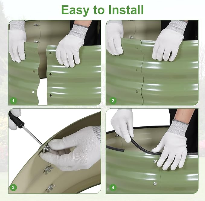 Galvanized Round Raised Garden Bed Outdoor-2Pack Raised Beds for Gardening| Metal Planter Box 2x2x1FT, Green