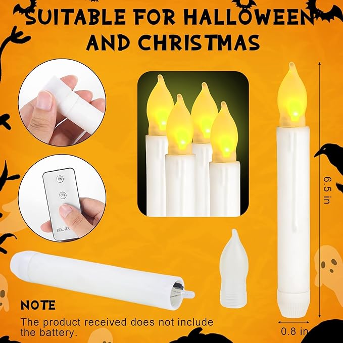 80 Pcs Halloween Hanging Witch Hats and Taper Floating Candles Set Includes 12 Witch Hats 12 LED Floating Candles Lights 56 3D Bats Wall Stickers for Halloween Decoration Front Porch Yard Decor
