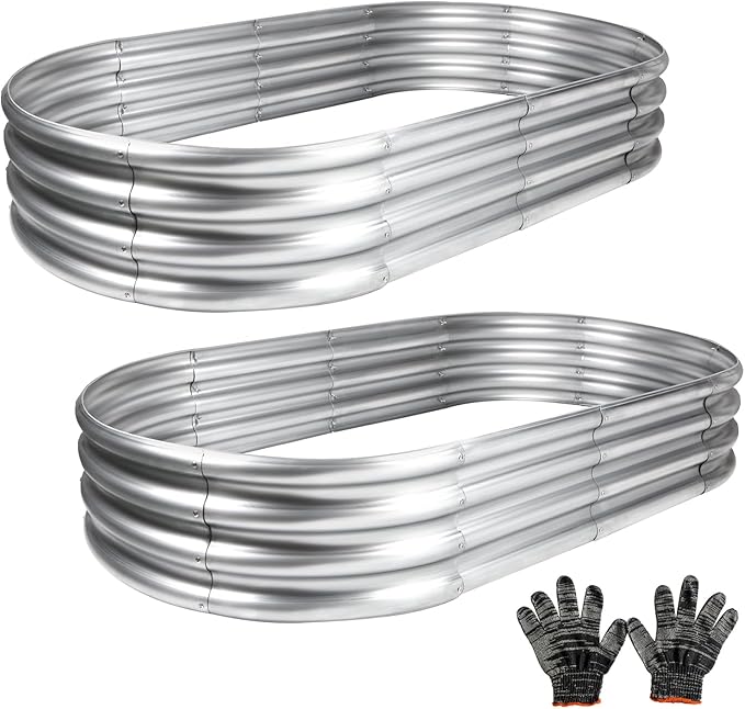 2Pcs Raised Garden Bed, Galvanized Planter Raised Garden Beds for Outdoor, 4x2x1ft, Vegetables,Flowers &Herbs,Heavy Duty Metal Raised Garden Beds Outdoor,Rust-Resistant & Easy Assembly