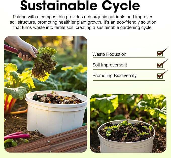 6x2x1ft Oval Galvanized Raised Garden Bed Outdoor 9-in-1 Large Metal Modular Planter Box Raised Beds for Gardening,Vegetables,Fruits,Flowers & Herbs (Brown)