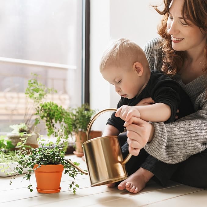 6 inch Small Plastic Nursery Pots, Seedling Pots, 16 Pack Plant Pots for Indoor Outdoor Plants, Flower Pots with Drainage Holes and Saucers, Decorative Planters for House Plants, Terracotta