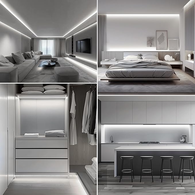 AIMENGTE LED Strip Lights Outdoor Waterproof, 600 LEDs, 6500K Cool White, 16.4ft LED Rope Lights for Bedroom, Kitchen, Garden, Patio, Indoor Christmas Decoration, AC 110V