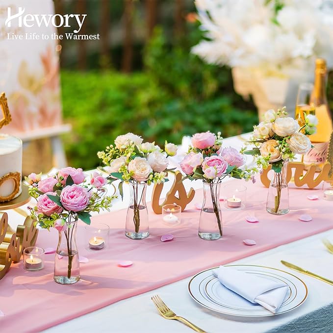 Hewory Glass Bud Vases for Centerpieces - Clear Small Flower Vase Set of 24, Modern Minimalist Cute Mini Decorative Bulk Vases for Wedding Bridal Shower Birthday Party Events Dining Room Table Decor