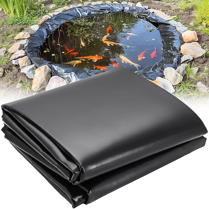 7 x 10 FT Pond Liner, 20 Mil Pond Liners for Outdoor Ponds, HDPE Pond Liner Easy Cutting Puncture Resistant, Pond Liners for Water Garden Fountain Waterfall, Koi Fish Aquaculture Pond