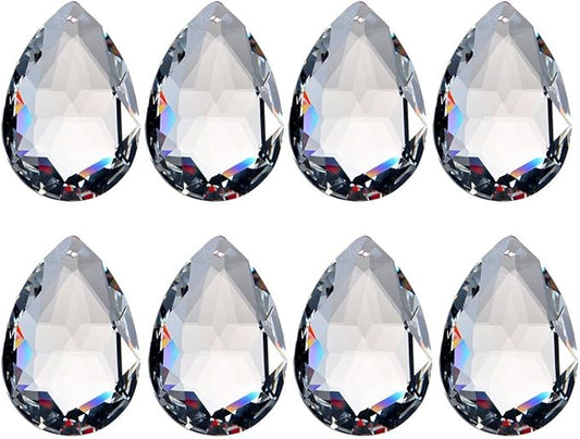 H&D 10pcs 50mm Chandelier Crystal Prisms Pendants - Clear Crystal Teardrops Parts