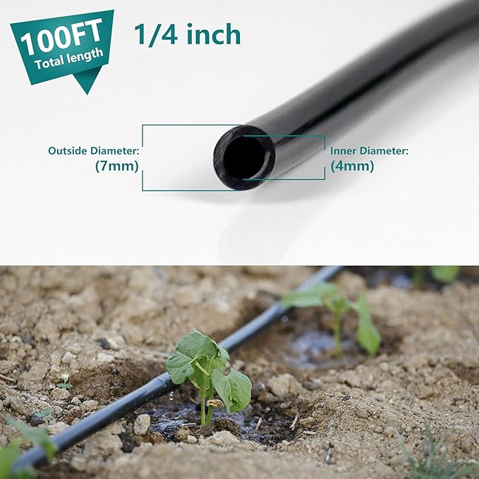 1/4 inch Blank Distribution Tubing Drip Irrigation Hose,50ft Soft Watering Tube for Small Lawn Garden Irrigation System