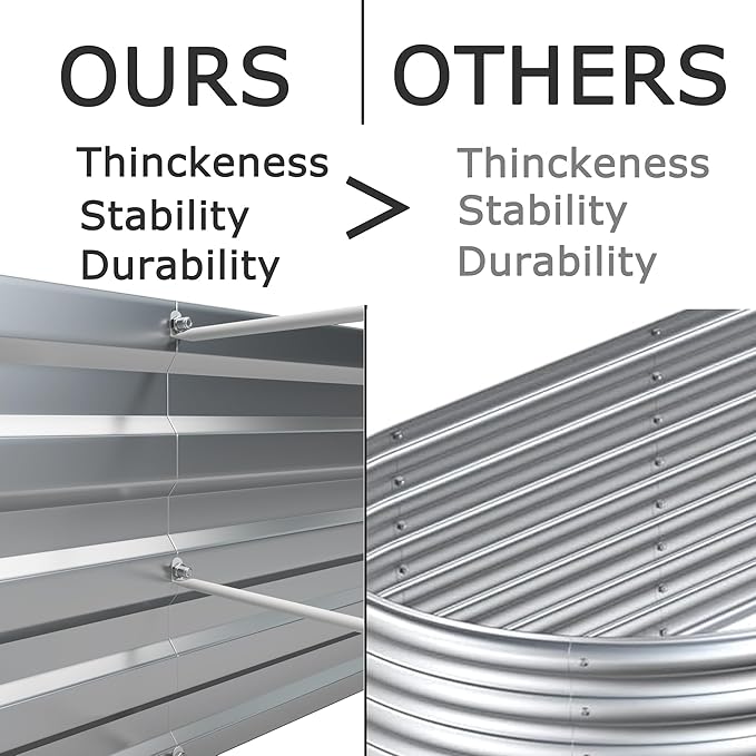 12x4x1ft(2 Pack) Galvanized Raised Garden Bed,Outdoor Planter Box Metal Patio Kit Planting Bed for Vegetables Flowers Herb,Silver