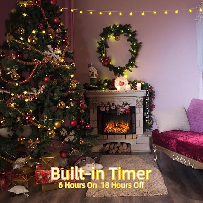 120 LED String Lights 40ft, 8 Lighting Modes Plug in Fairy String Lights for Bedroom Classroom Patio Garden Wedding Party Christmas Tree Outdoor Indoor Decorations Warm White