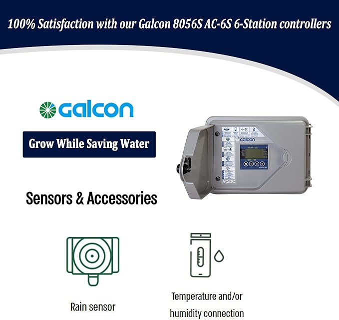 Galcon 8056S AC-6S 6-Station Indoor Irrigation or Outdoor Controller-Seconds Operation