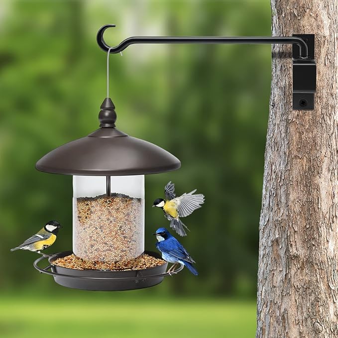 16 inch 2 Pack Swivel Plant Hangers Outdoor Heavy Duty - Black Iron Plant Hanging Hook Bracket for Flowers Baskets Pots Bird Feeder Lanterns Wind Chimes