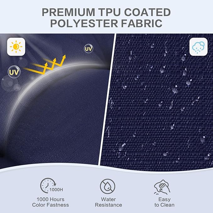 Aoodor 19" x 19" x 5" Tufted Outdoor Chair Cushions, Water Resistant & Fade Resistant Polyester Dining Chair Pads with 2 Straps for Patio Furniture, Set of 2