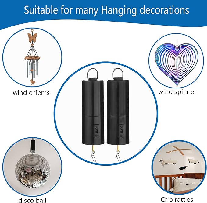 2 Pack Wind Spinner Motor Hanging Display Motor Battery Operated 20 RPM Rotating Motor Multi-Purposes for Wind Spinner Mobile Yard Decor Hanging Ornament Outdoor Sculptures-Medium Speed (2 Pcs Black)