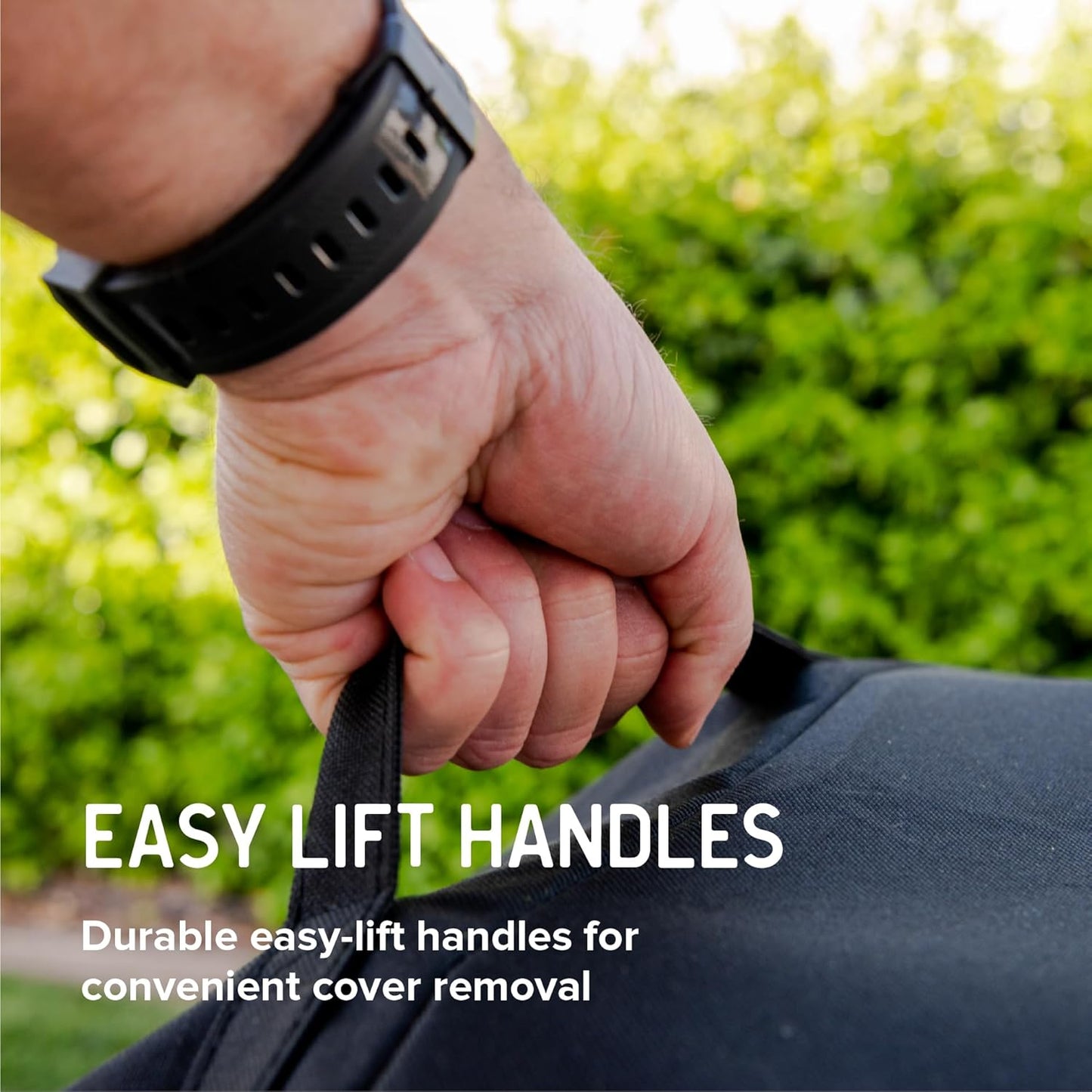 66" Gas Grill Cover for 5&6-Burner Grill, Water-Resistant Heavy Duty Polyester PVC Blend, Adjustable Straps, Built-In Pouch, Designed for Standard 5 & 6-Burner BBQ Grills, Black - 700-20142