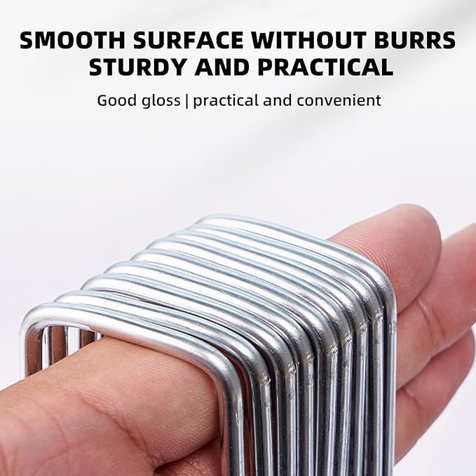 100 Pack Sturdy Garden Landscape Staples, 6 Inch Galvanized Steel Sod Pins Anti-Rust Stakes for Weed Barrier, Christmas Decorations and Landscaping Fabric.