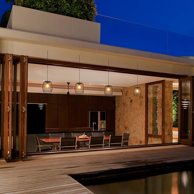 Hanging Solar Lantern Outdoor Waterproof, Metal Lantern Bright Solar Outdoor Lights with Edison Bulb for Garden Patio Yard Decoration