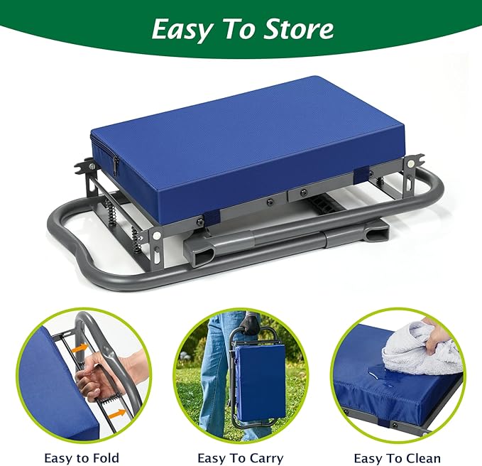 ikkle 838LB+ Capacity Garden Kneeler and Seat - Ultra Heavy Duty Stool Bench with Thick Soft Pad, Gift for Gardeners