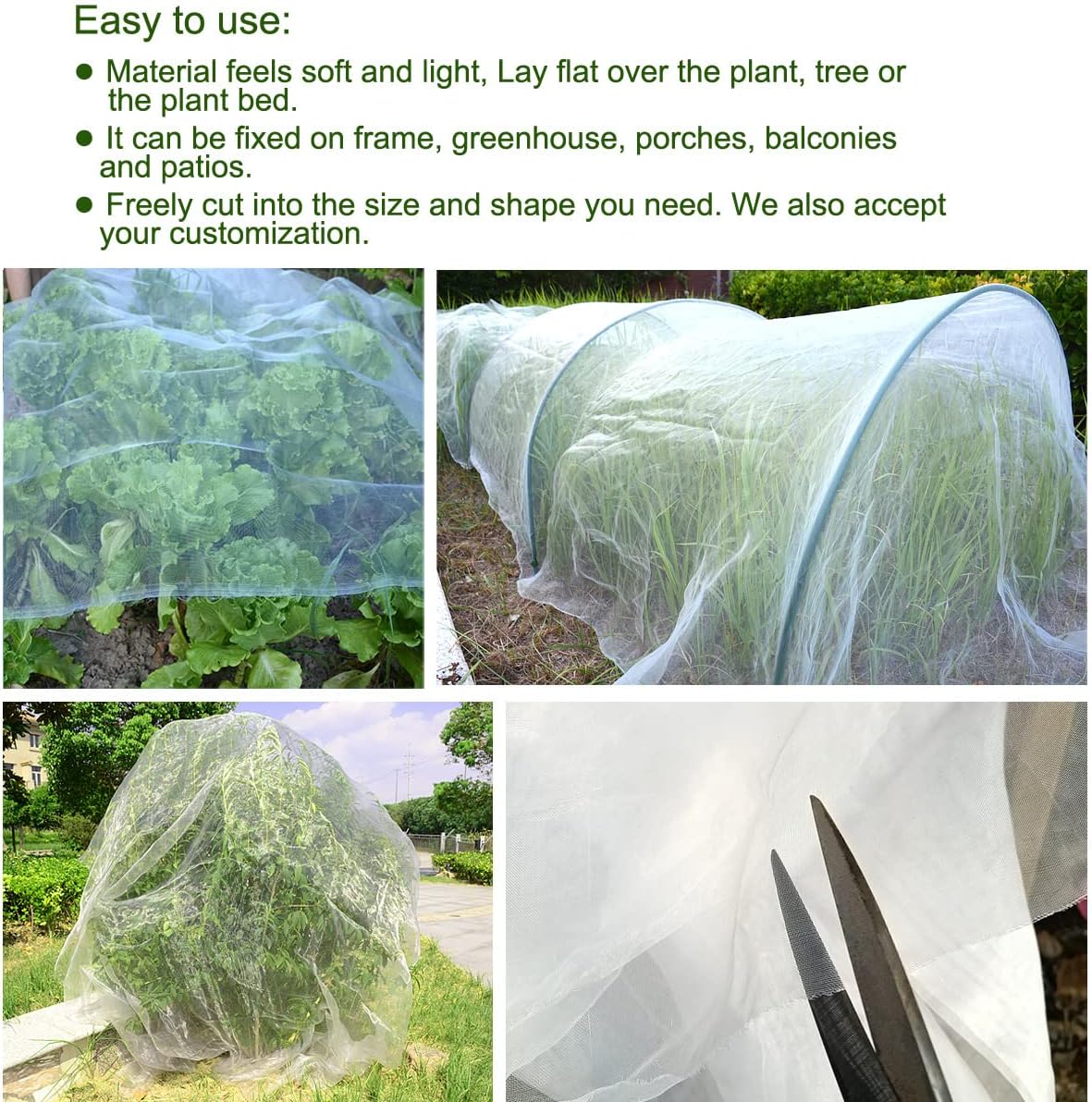 4Ft x 10Ft Mosquito Bug Insect Bird Fine Mesh Net Barrier Hunting Blind Garden Screen Netting for Protect Your Plant Fruits Flower