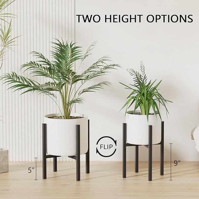 Adjustable Metal Plant Stand Indoor Outdoor - Fits 8 to 12 Inches Pots - Mid Century Modern Planter Stand Single Floor Flower Pot Holder Home Decor for Gardening Gifts