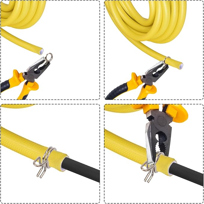 1/4 Tubing Clamp, 1/4"Double Wire Spring Hose Clamp, Irrigation Hose Clamp, Hose Tubing Clamps, 100 Double Line Hose Tube Spring Clamp, Irrigation Kit Connector Clamp, Metal Water Hose Clamps