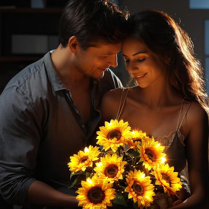 6 Pack Solar Sunflower Lights, Floral Theme, Yellow, Outdoor Garden Decor, Solar Flowers, Solar Lights for Outside Yard, Solar Sunflower Lights